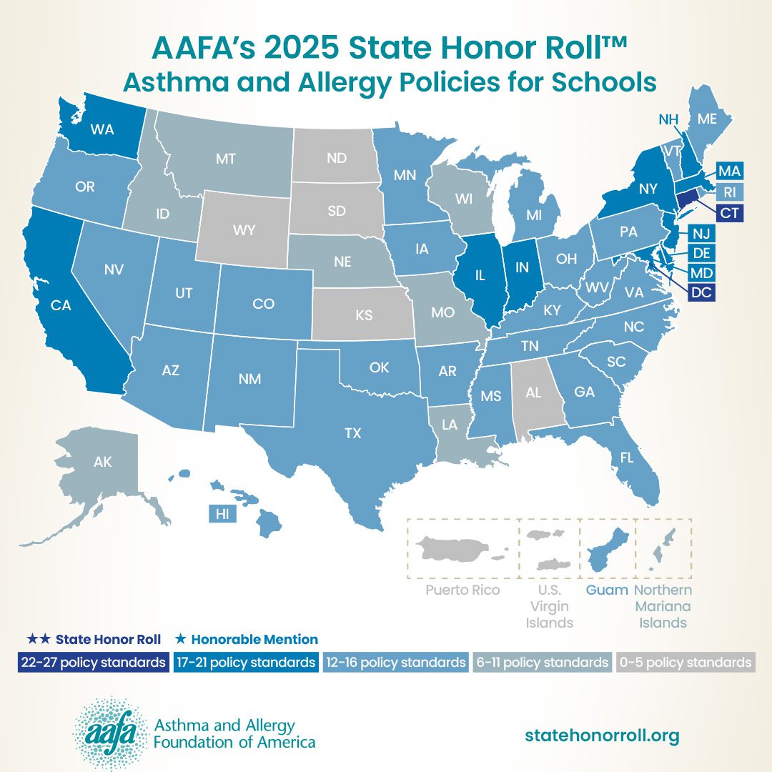 AAFA's 2025 State Honor Roll Asthma and Allergy Policies for Schools