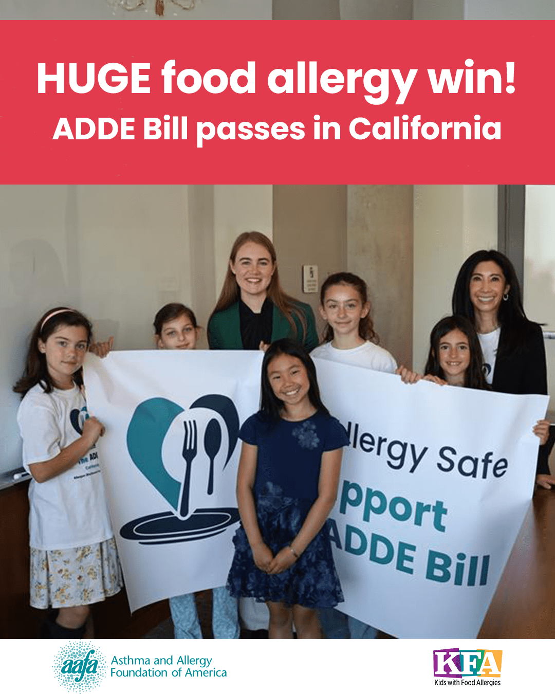Huge food allergy win! ADDE Bill passes in California